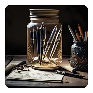 Fountain pens in a jar